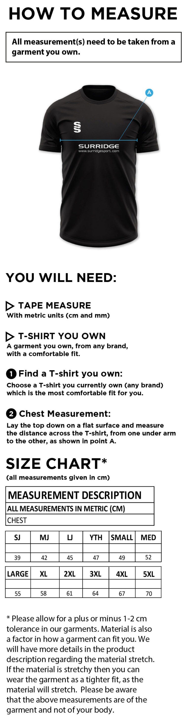 Staff - Impact T-Shirt - Men's Fit - Size Guide