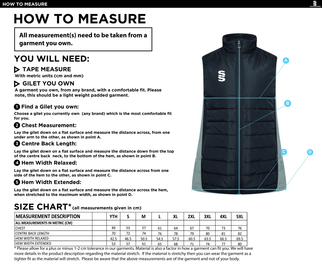 Staff - Active Hybrid Jacket - Unisex Fit - Size Guide