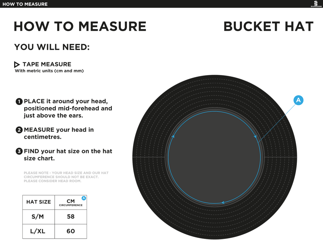 Dual Bucket Hat - Size Guide